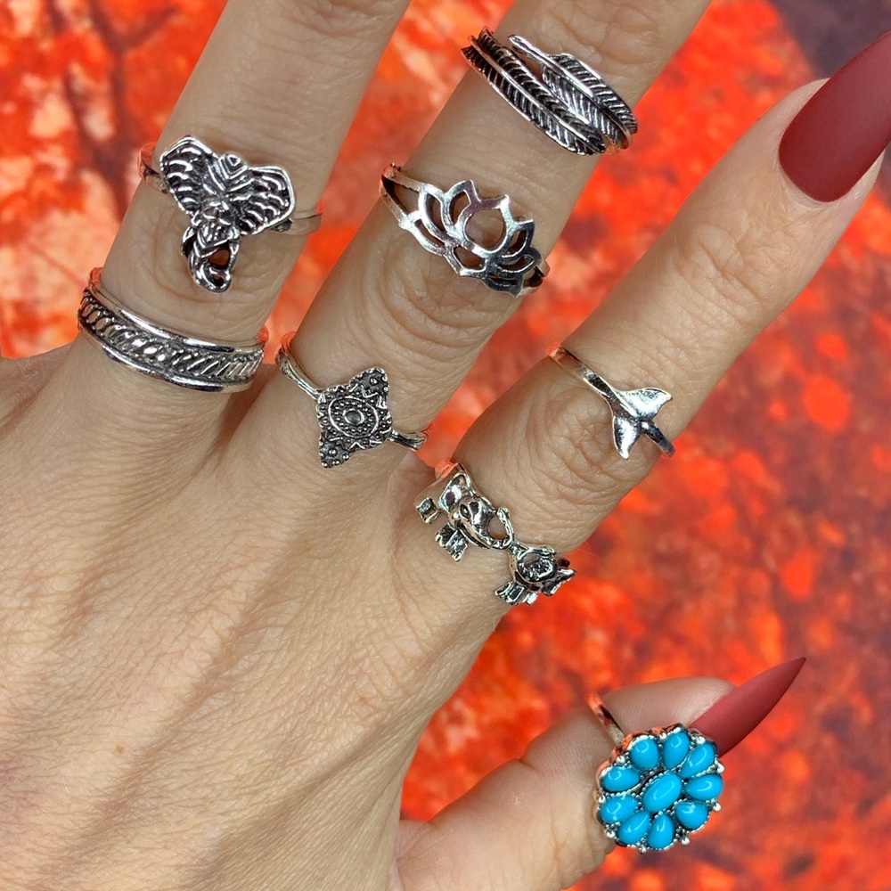 3/$10 NEW Boho Style Rings & MIDI Rings Design Mix / silver tone Bundle NWOT
